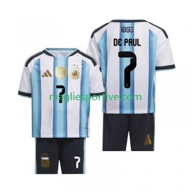 Completo Calcio Argentina Rodrigo De Paul 7 Bambino Divisa Prima Mondiali 2026
